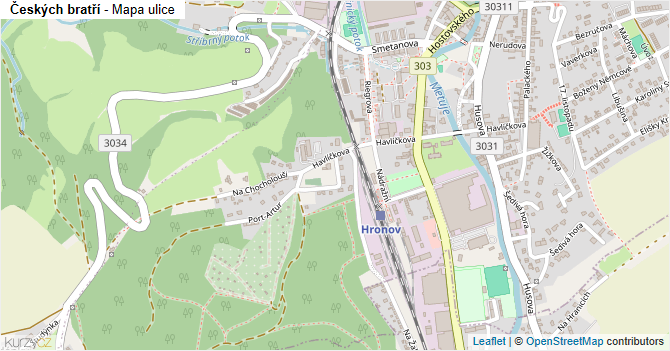 Českých bratří - mapa ulice