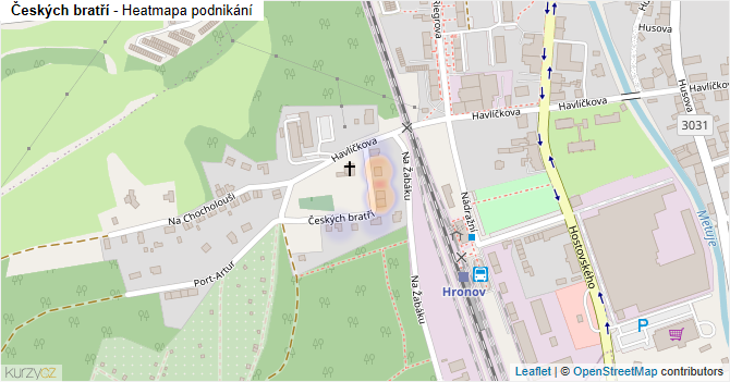 Českých bratří - mapa podnikání