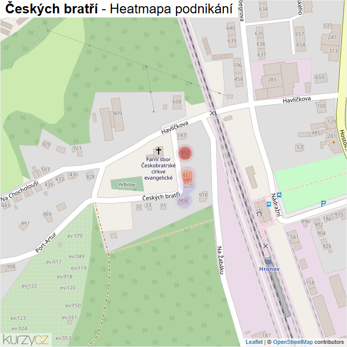 Mapa Českých bratří - Firmy v ulici.