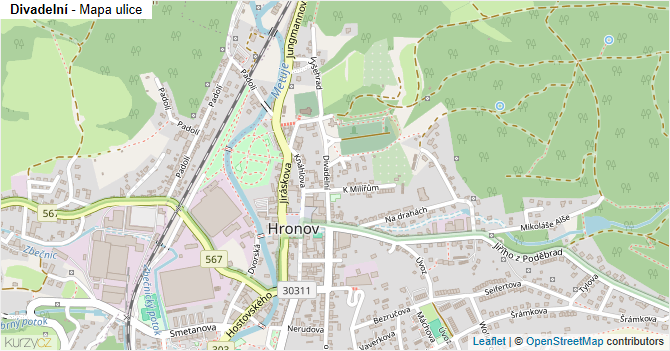 Divadelní - mapa ulice