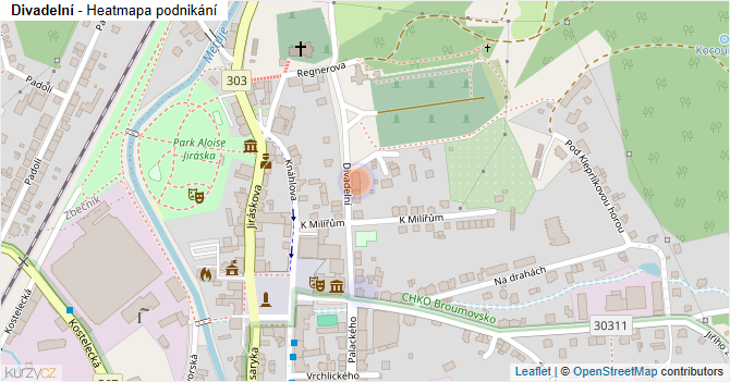Divadelní - mapa podnikání