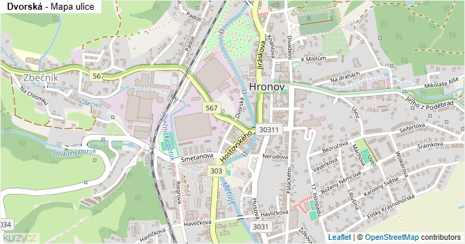 Dvorská - mapa ulice