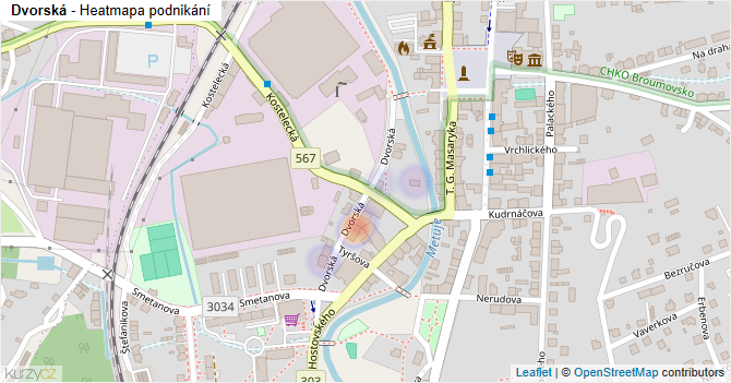 Dvorská - mapa podnikání