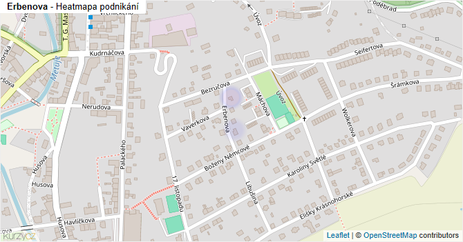 Erbenova - mapa podnikání