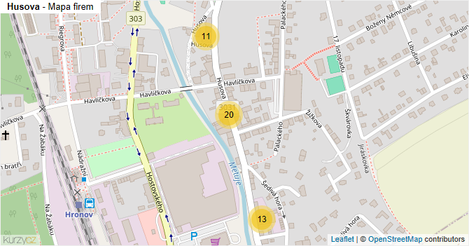 Husova - mapa firem