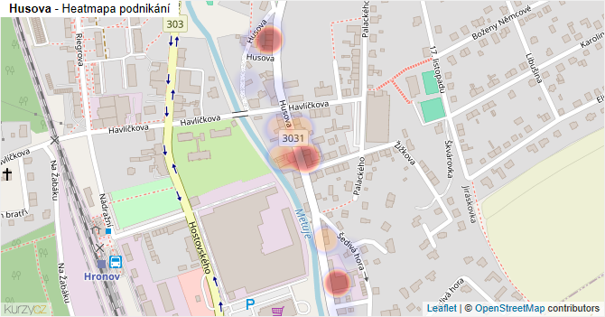 Husova - mapa podnikání