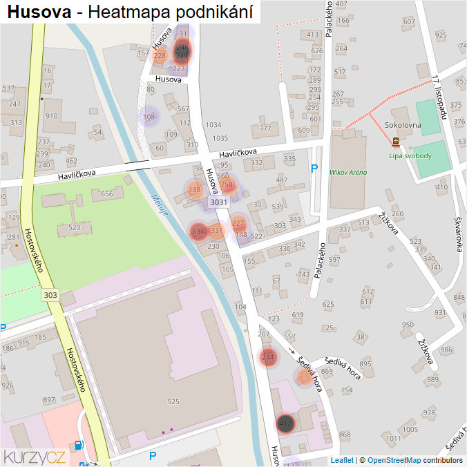 Mapa Husova - Firmy v ulici.