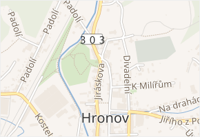 Jiráskova v obci Hronov - mapa ulice