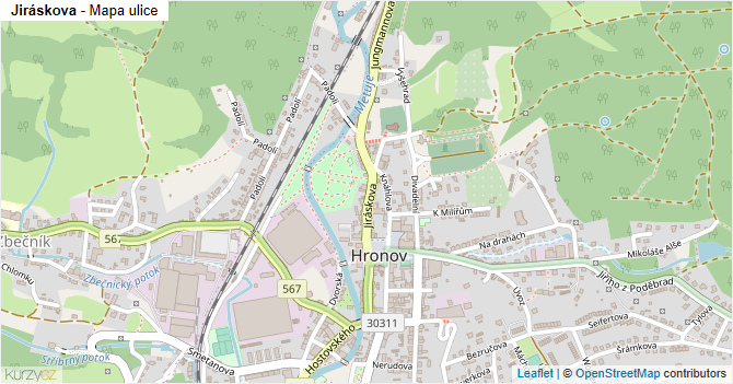 Jiráskova - mapa ulice