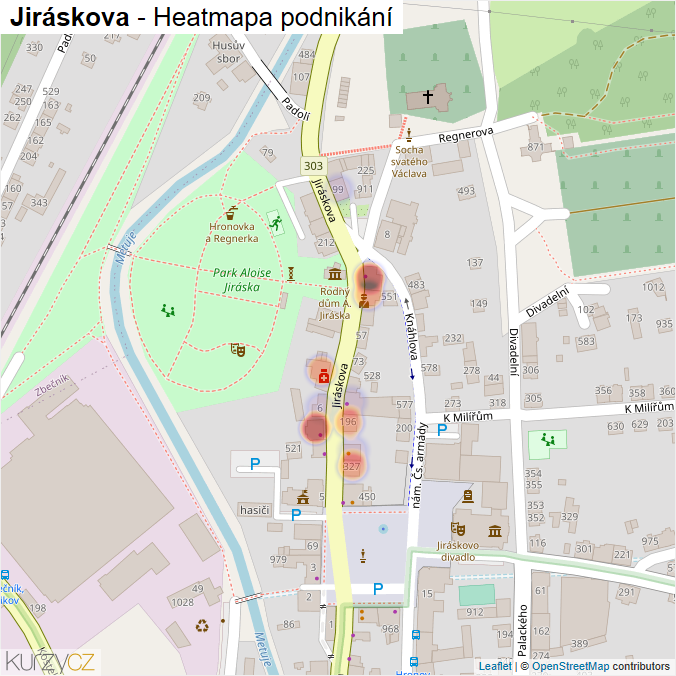 Mapa Jiráskova - Firmy v ulici.