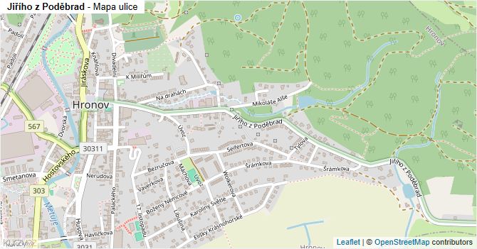 Jiřího z Poděbrad - mapa ulice