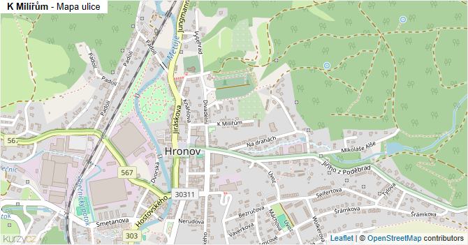 K Milířům - mapa ulice