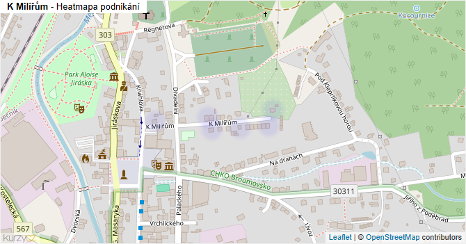 K Milířům - mapa podnikání