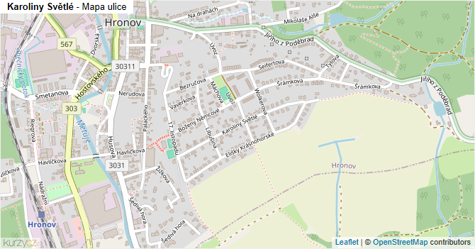 Karoliny Světlé - mapa ulice