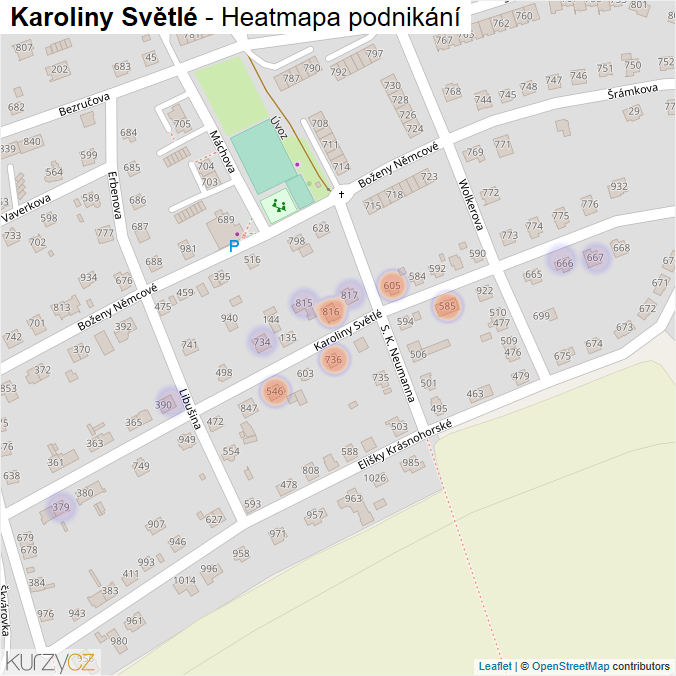 Mapa Karoliny Světlé - Firmy v ulici.