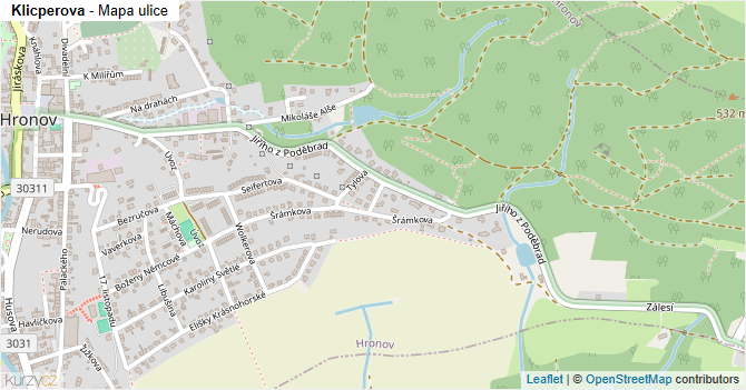 Klicperova - mapa ulice