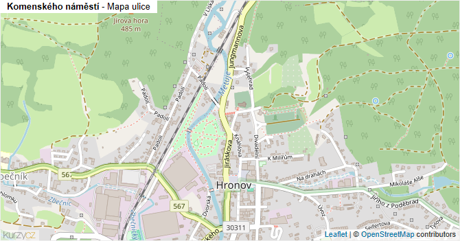 Komenského náměstí - mapa ulice