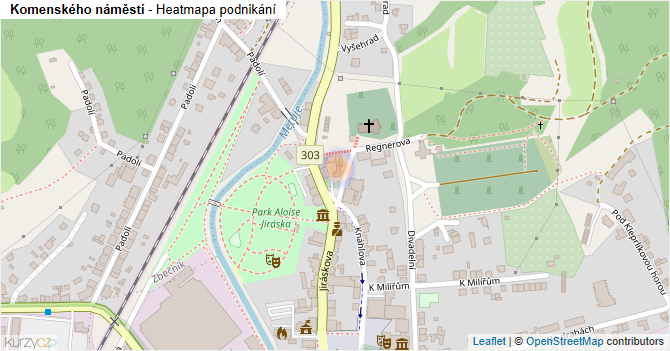 Komenského náměstí - mapa podnikání