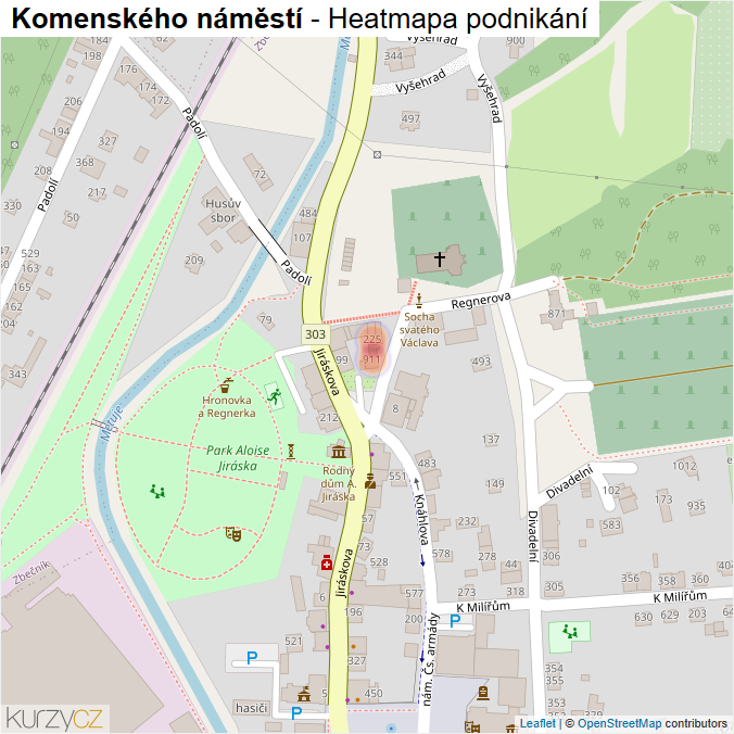 Mapa Komenského náměstí - Firmy v ulici.