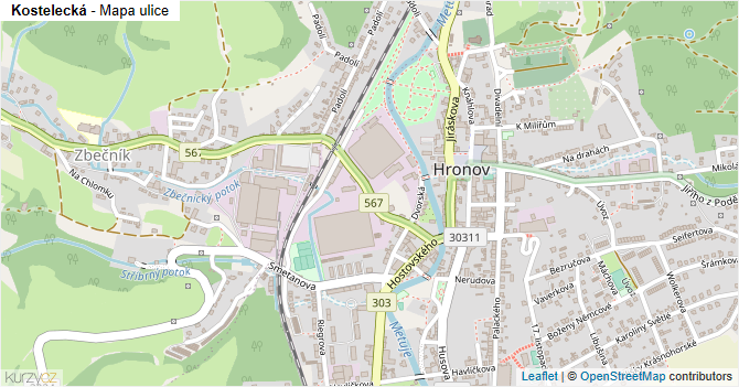 Kostelecká - mapa ulice