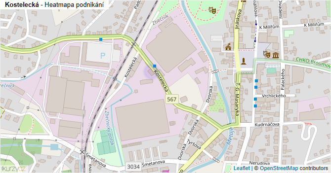 Kostelecká - mapa podnikání