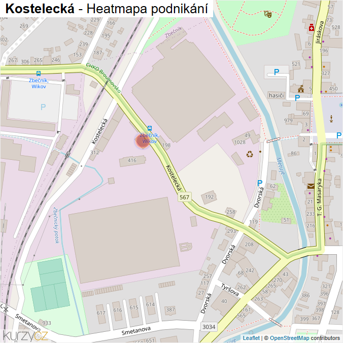 Mapa Kostelecká - Firmy v ulici.