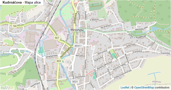 Kudrnáčova - mapa ulice