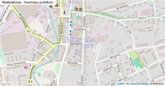 Kudrnáčova - mapa podnikání