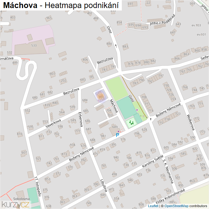 Mapa Máchova - Firmy v ulici.