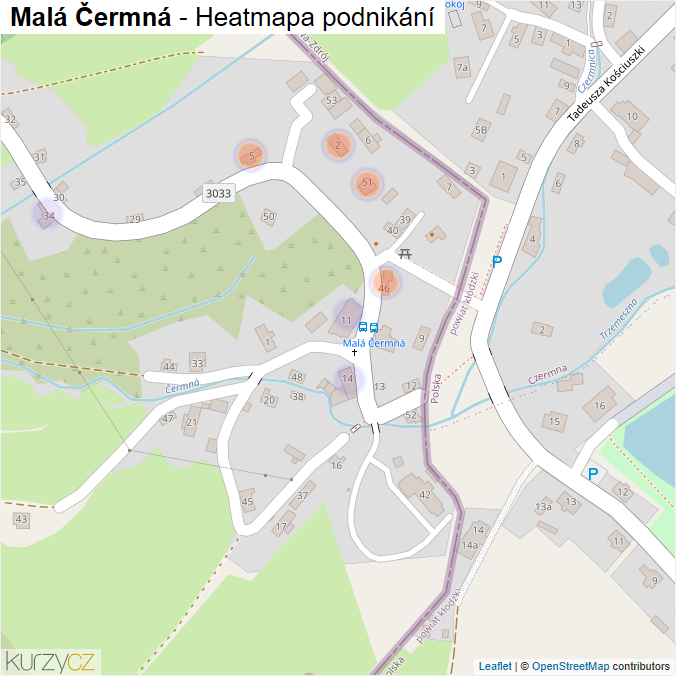 Mapa Malá Čermná - Firmy v části obce.