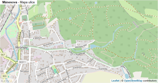 Mánesova - mapa ulice