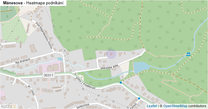 Mánesova - mapa podnikání
