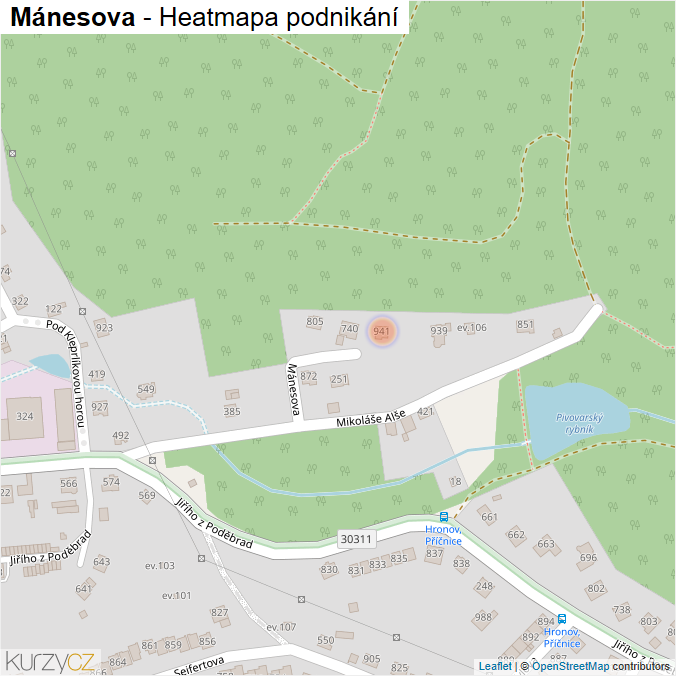 Mapa Mánesova - Firmy v ulici.