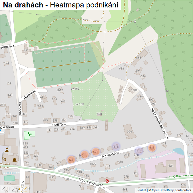 Mapa Na drahách - Firmy v ulici.