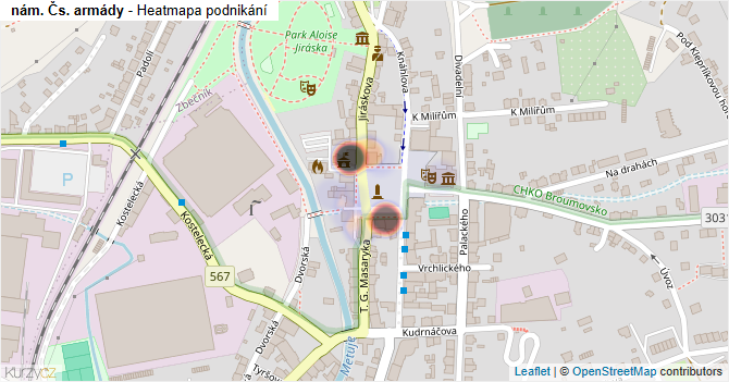 nám. Čs. armády - mapa podnikání