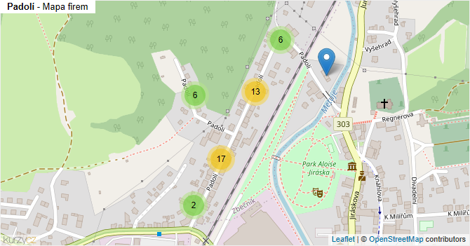 Padolí - mapa firem