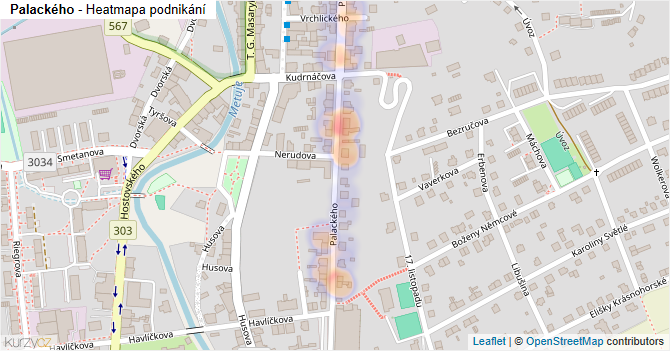Palackého - mapa podnikání