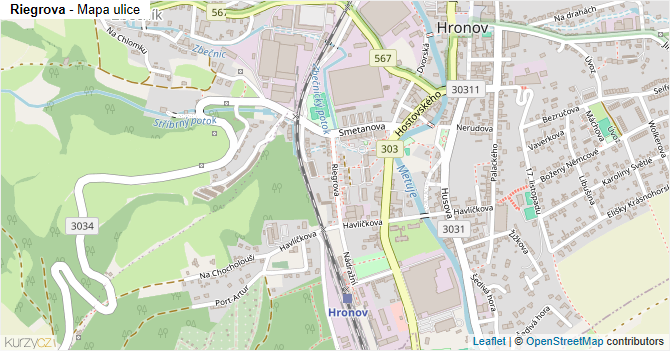 Riegrova - mapa ulice