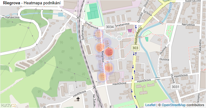 Riegrova - mapa podnikání