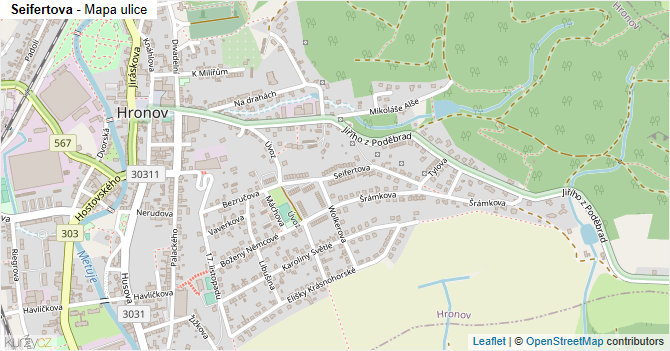 Seifertova - mapa ulice