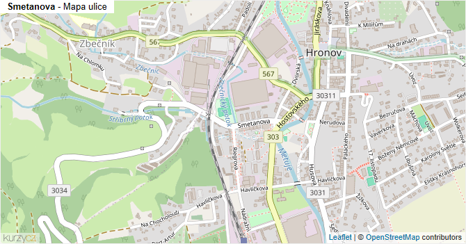 Smetanova - mapa ulice