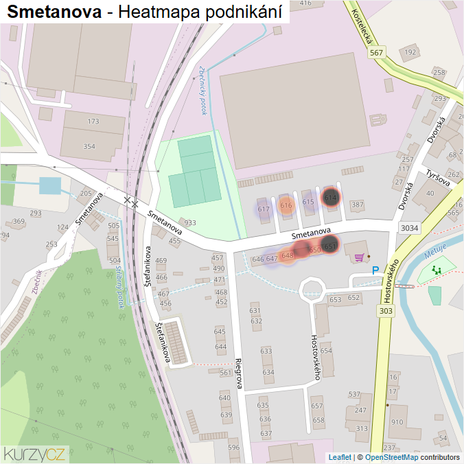 Mapa Smetanova - Firmy v ulici.