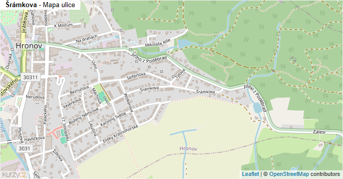 Šrámkova - mapa ulice