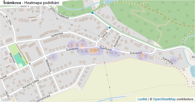 Šrámkova - mapa podnikání