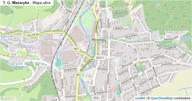 T. G. Masaryka - mapa ulice