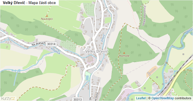 Velký Dřevíč - mapa části obce