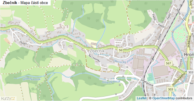 Zbečník - mapa části obce