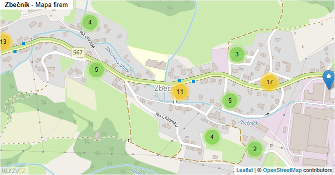 Zbečník - mapa firem