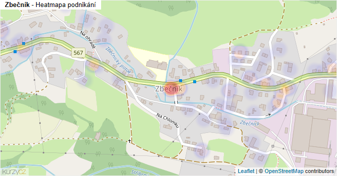 Zbečník - mapa podnikání