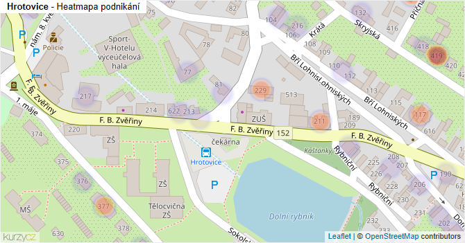 Hrotovice - mapa podnikání